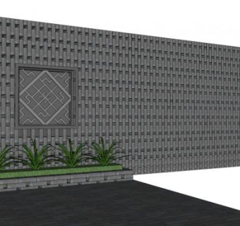 中式砖墙su模型下载_sketchup草图大师SKP模型