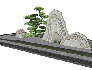 造型松景石片石su模型下载_sketchup草图大师SKP模型