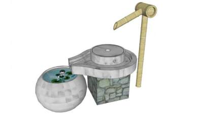 日式景观跌水su模型下载_sketchup草图大师SKP模型