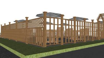 中式栅栏su模型下载_sketchup草图大师SKP模型