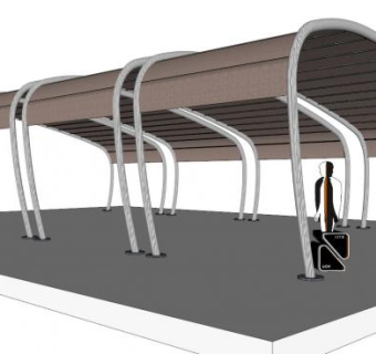 停车场雨棚su模型下载_sketchup草图大师SKP模型