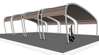 停车场雨棚su模型下载_sketchup草图大师SKP模型
