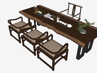 <em>中式</em>茶台桌椅su模型下载_sketchup草图大师SKP模型