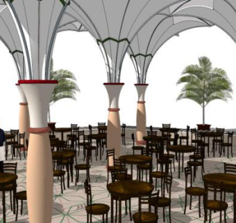 餐厅露天桌椅su模型下载_sketchup草图大师SKP模型