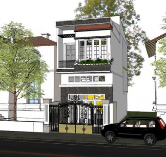 别墅室外景观su模型下载_sketchup草图大师SKP模型