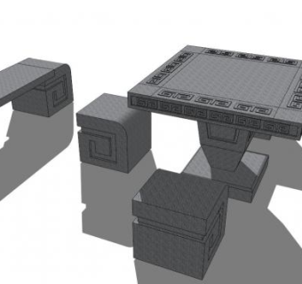 户外桌櫈su模型下载_sketchup草图大师SKP模型