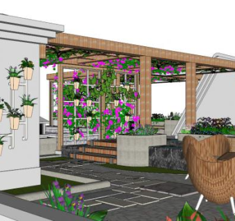 顶层花园su模型下载_sketchup草图大师SKP模型