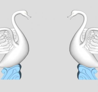 现代天鹅雕塑小品su模型下载_sketchup草图大师SKP模型