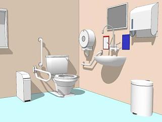<em>残疾人</em>厕所su模型下载_sketchup草图大师SKP模型