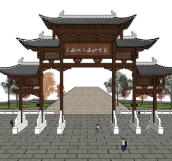 仿古门楼su模型下载_sketchup草图大师SKP模型
