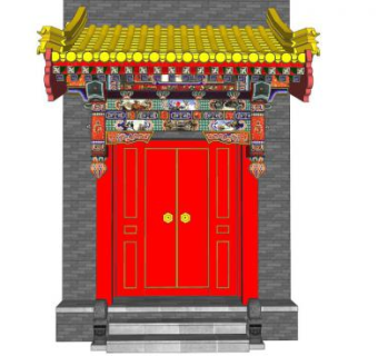 四合院中式门su模型下载_sketchup草图大师SKP模型