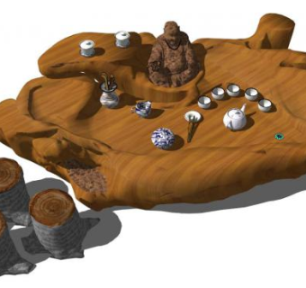 根雕茶艺su模型下载_sketchup草图大师SKP模型