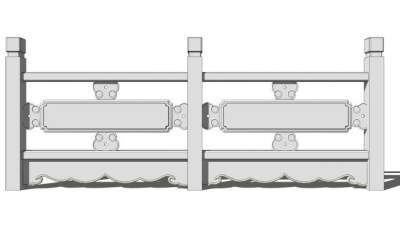 中式石栏杆护栏SU模型下载_sketchup草图大师SKP模型