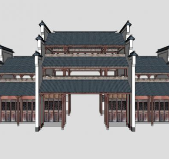 古建门楼su模型下载_sketchup草图大师SKP模型