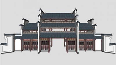 古建门楼su模型下载_sketchup草图大师SKP模型