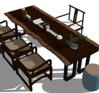 中式茶桌椅su模型下载_sketchup草图大师SKP模型