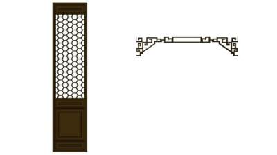 中式花格挂落屏风SU模型下载_sketchup草图大师SKP模型