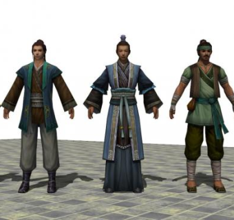 古代装束男性人物SU模型下载_sketchup草图大师SKP模型