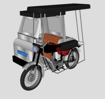 电动三轮摩托车的SKP模型素材设计_su模型下载 草图大师模型_SKP模型