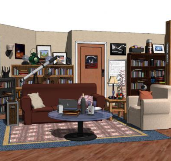 美国电视剧家装场景SU模型下载_sketchup草图大师SKP模型
