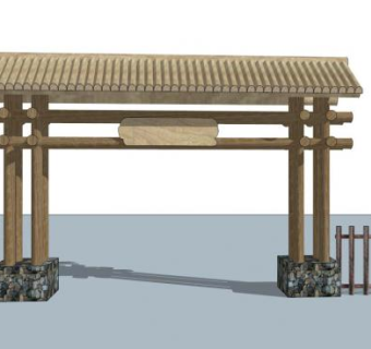 度假村大门sketchup模型下载_sketchup草图大师SKP模型