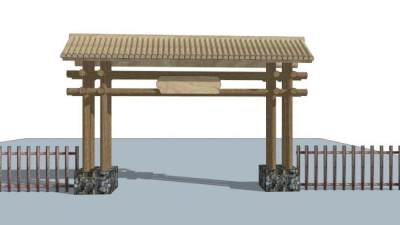 度假村大门sketchup模型下载_sketchup草图大师SKP模型