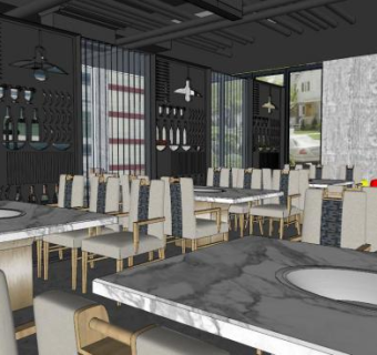 火锅店sketchup模型下载_sketchup草图大师SKP模型