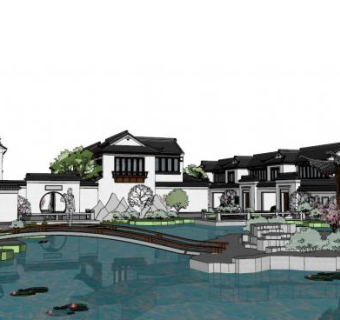 现代中式建筑sketchup模型下载_sketchup草图大师SKP模型