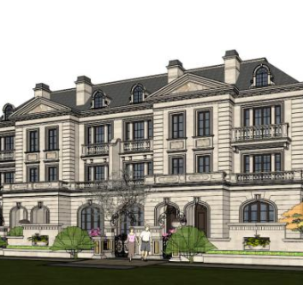 法式别墅sketchup模型下载_sketchup草图大师SKP模型