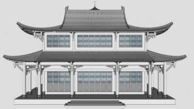 中式古建筑sketchup模型下载_sketchup草图大师SKP模型