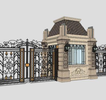 铁艺大门sketchup模型下载_sketchup草图大师SKP模型