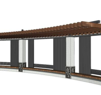 单臂廊架sketchup模型下载_sketchup草图大师SKP模型