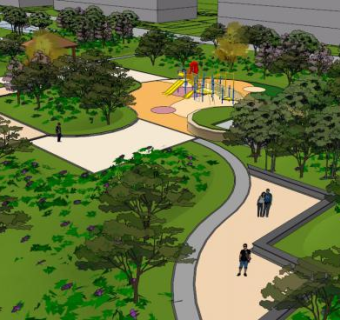 小区公园sketchup模型下载_sketchup草图大师SKP模型