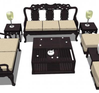 中式沙发sketchup模型下载_sketchup草图大师SKP模型