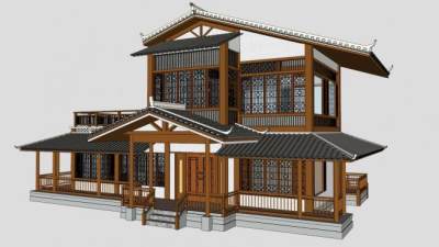 茶室建筑sketchup模型下载_sketchup草图大师SKP模型