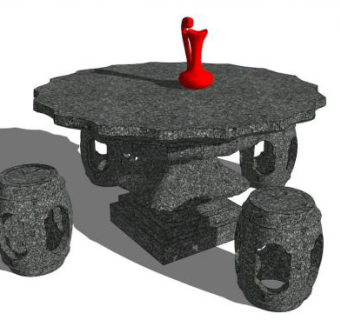 石桌石凳sketchup模型下载_sketchup草图大师SKP模型