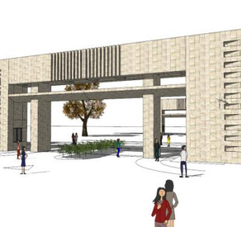 学校大门sketchup模型下载_sketchup草图大师SKP模型
