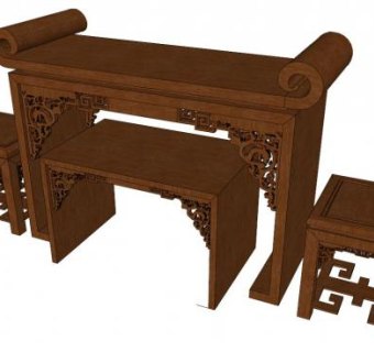 中式木桌sketchup模型下载_sketchup草图大师SKP模型