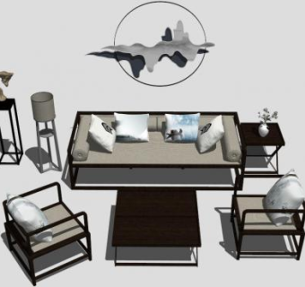 新中式家具sketchup模型下载_sketchup草图大师SKP模型