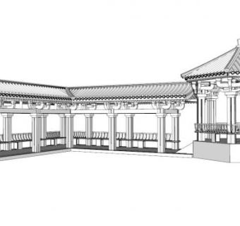 廊子sketchup模型下载_sketchup草图大师SKP模型