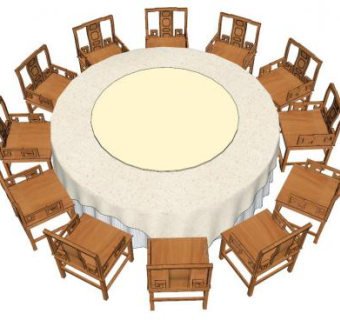 中式圆桌sketchup模型下载_sketchup草图大师SKP模型