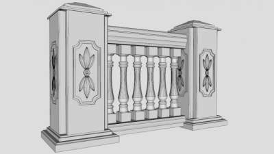 罗马柱护栏sketchup模型下载_sketchup草图大师SKP模型