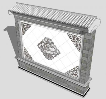 影壁sketchup模型下载_sketchup草图大师SKP模型