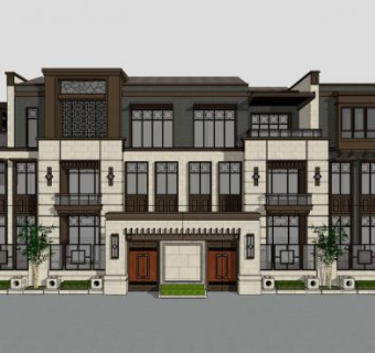 新中式别墅sketchup模型下载_sketchup草图大师SKP模型