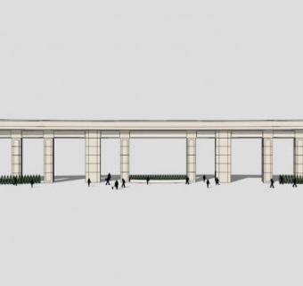 大学学校大门sketchup模型下载_sketchup草图大师SKP模型