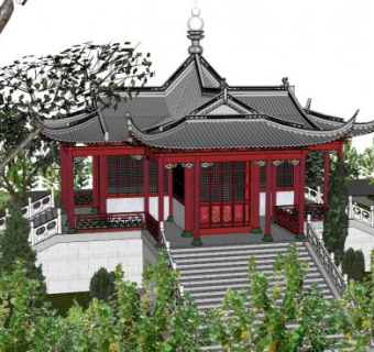 古建寺庙sketchup模型下载_sketchup草图大师SKP模型