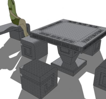 石桌凳sketchup模型下载_sketchup草图大师SKP模型