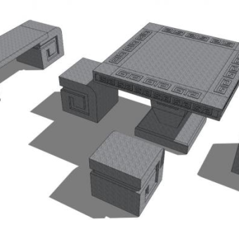中式户外桌椅sketchup模型下载_sketchup草图大师SKP模型
