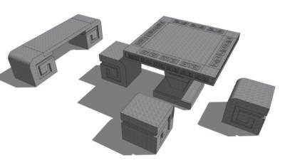 中式户外桌椅sketchup模型下载_sketchup草图大师SKP模型