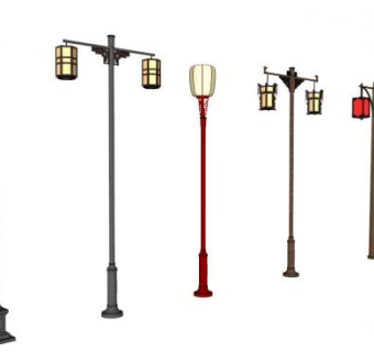 大型仿古中式景观灯sketchup模型下载_sketchup草图大师SKP模型